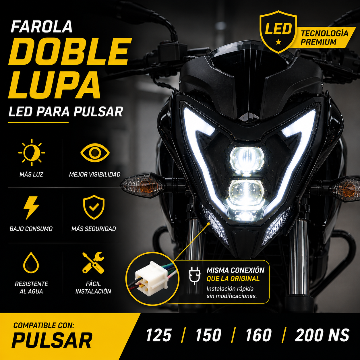 FAROLA LED | PULSAR 125 150 160 200 NS DOBLE LUPA